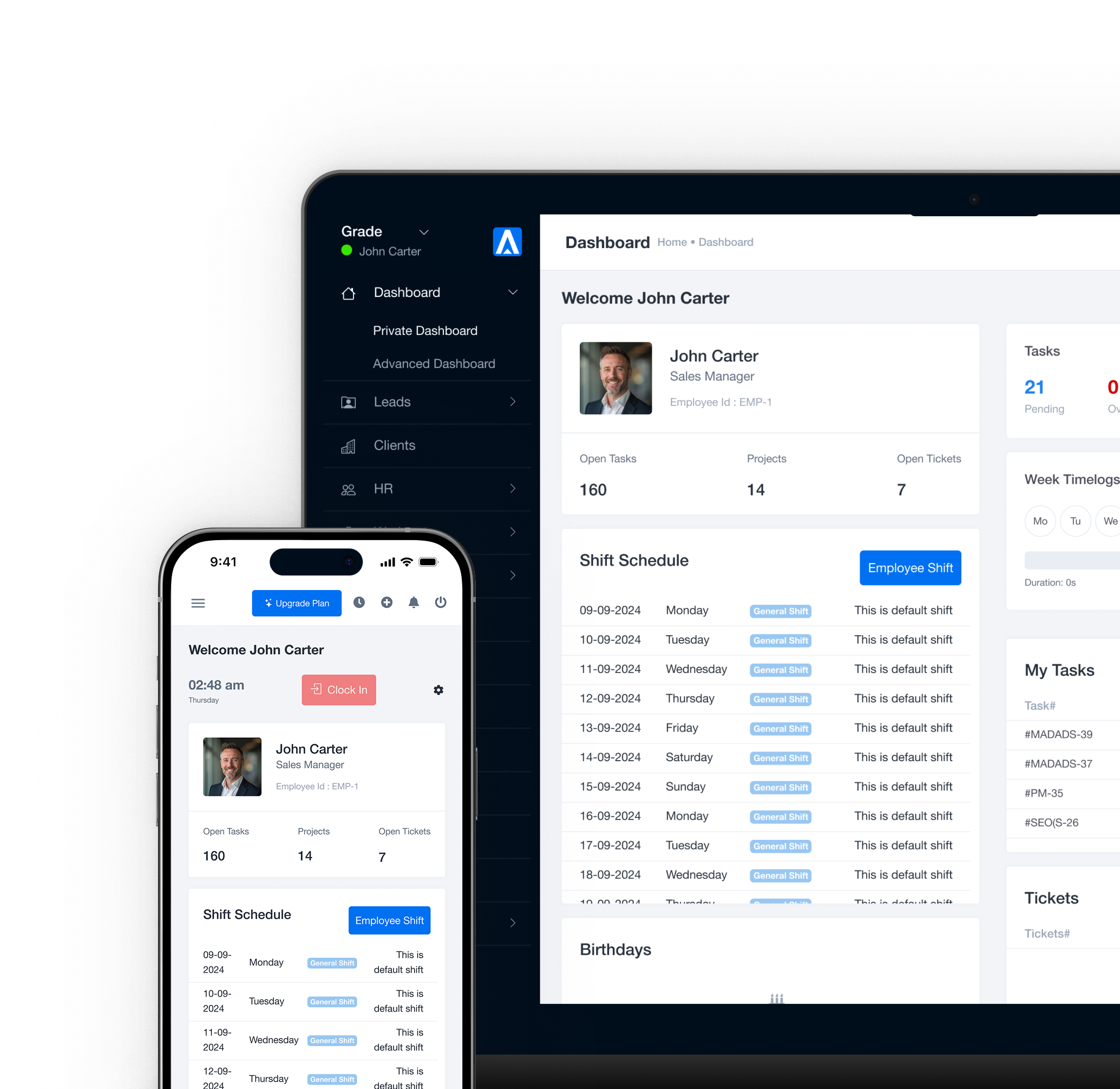 Grade desktop and mobile dashboards